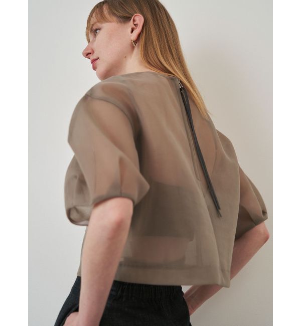 ELENDEEK「MESH BONDING CROPPED TOP」|シャツ・ブラウス|ベージュ