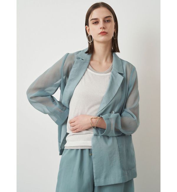 ELENDEEK「SHEER JK」|テーラードジャケット|ミントグリーン