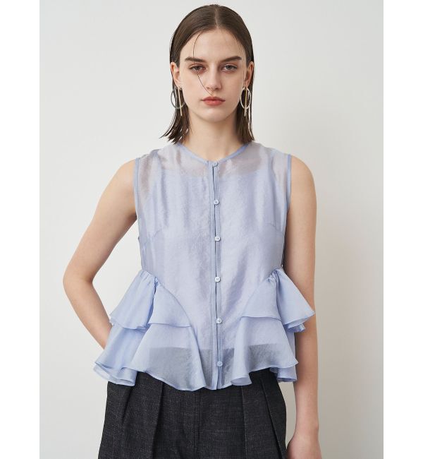 ELENDEEK「SHEER FRILL SLEEVELESS BL」|シャツ・ブラウス|