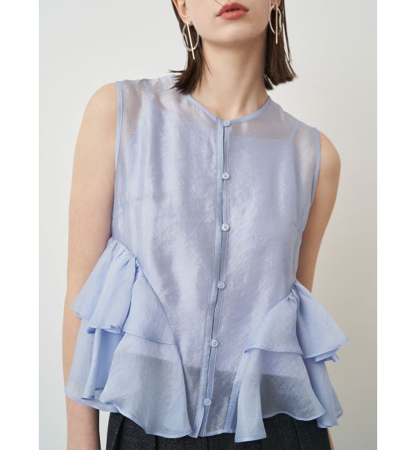ELENDEEK「SHEER FRILL SLEEVELESS BL」|シャツ・ブラウス|