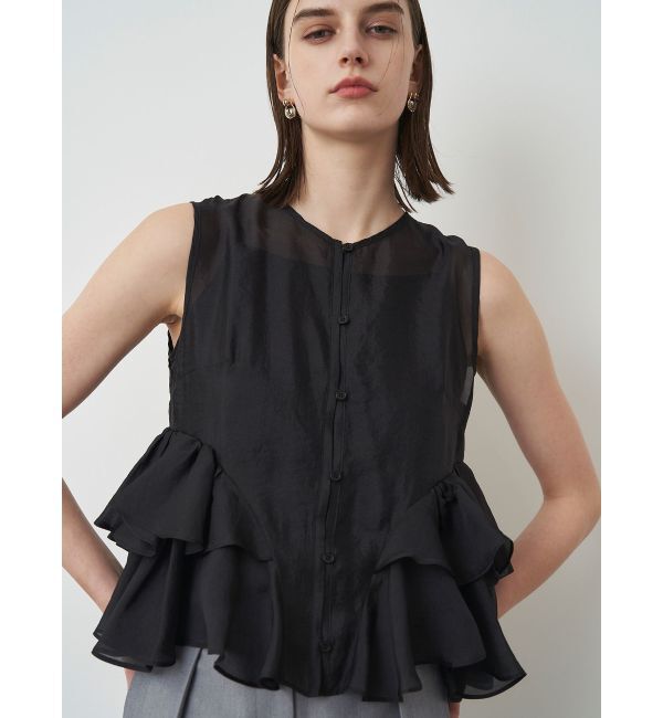 ELENDEEK「SHEER FRILL SLEEVELESS BL」|シャツ・ブラウス|