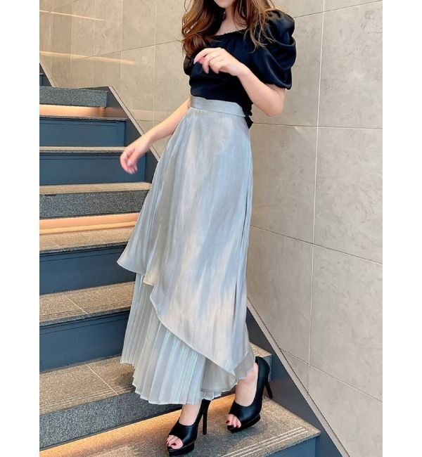 RESEXXY「シースルーレイヤードフレアスカート」|スカート|ブルー