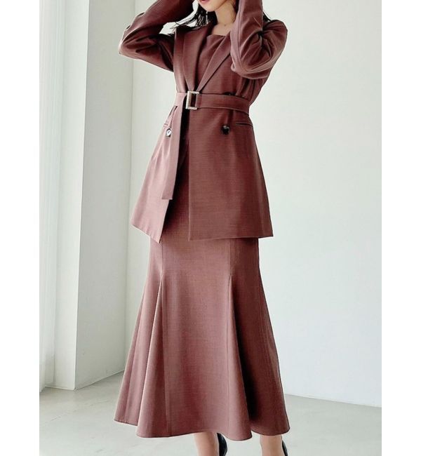 RESEXXY「【WEB限定】ウエストシェイプテーラージャケット【セットアップ着用可能】」|テーラードジャケット|ブラウン