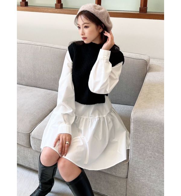 RESEXXY「ミクスチャーニットコンビチュニック」|ニット・セーター|