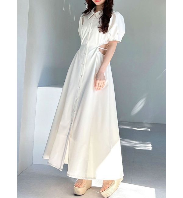 RESEXXY「ウエストオープンシャツワンピース」|ワンピース|ホワイト