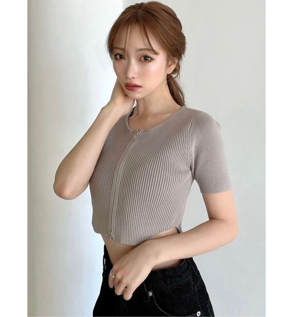 RESEXXY「ジップデザインクロップドニットトップス」|ニット・セーター|