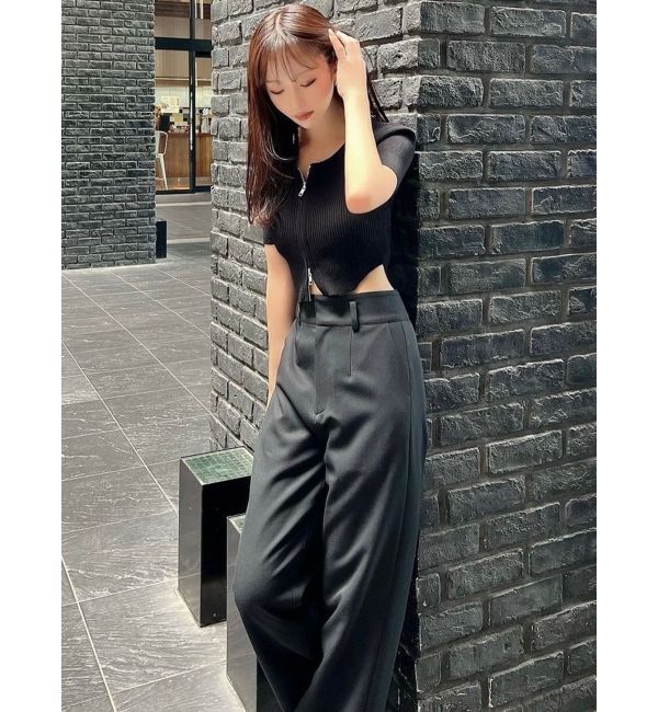 RESEXXY「ジップデザインクロップドニットトップス」|ニット・セーター|