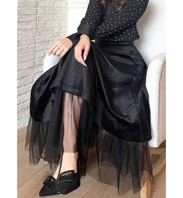 RESEXXY「ベロアチュールロングスカート」|スカート|ブラック
