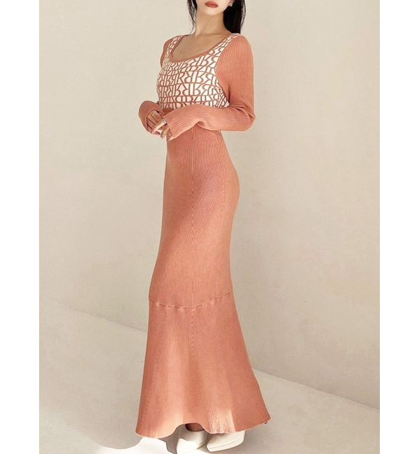 RESEXXY「ロゴジャカードマーメイドワンピース」|ワンピース|オレンジ