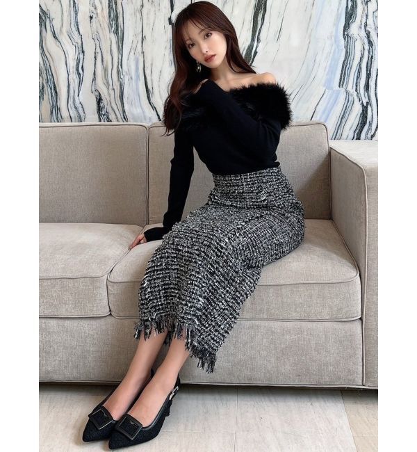 RESEXXY「【WEB限定】ツイードフリンジタイトスカート」|スカート|