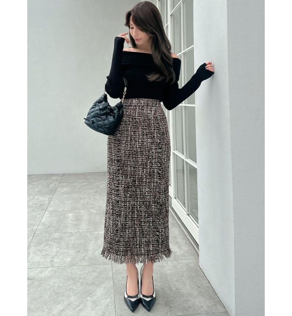 RESEXXY「【WEB限定】ツイードフリンジタイトスカート」|スカート|
