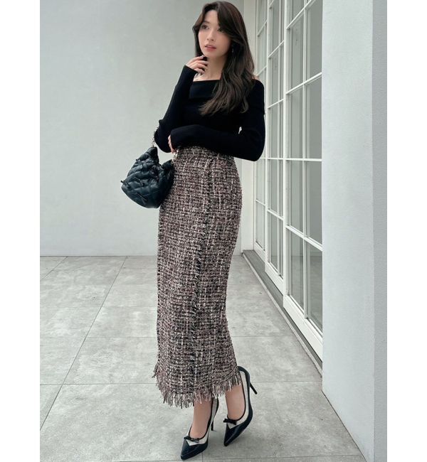 RESEXXY「【WEB限定】ツイードフリンジタイトスカート」|スカート|