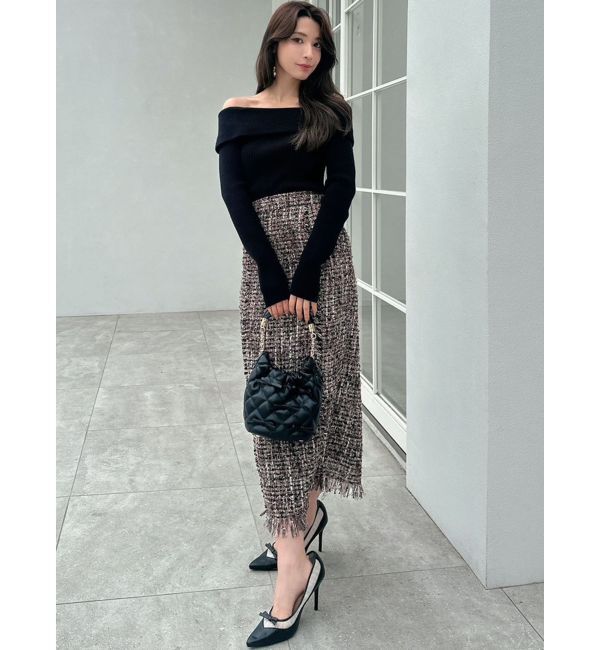 RESEXXY「【WEB限定】ツイードフリンジタイトスカート」|スカート|