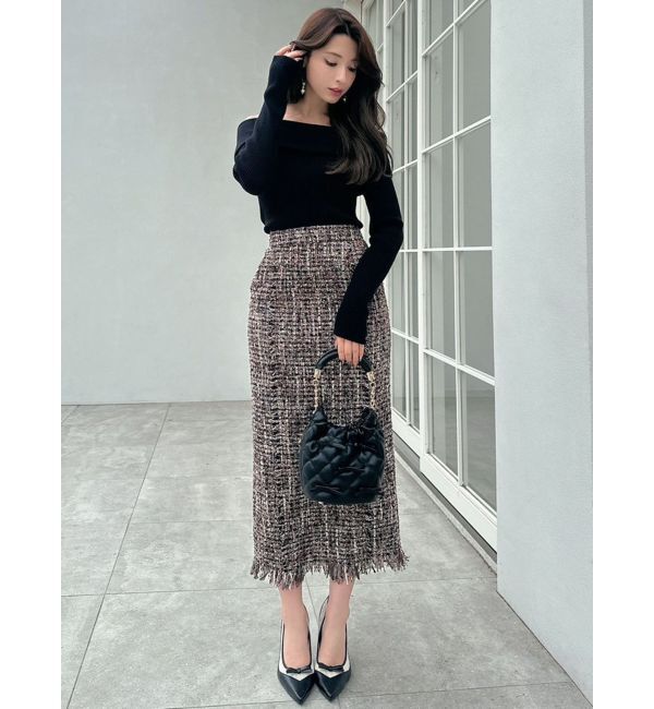 RESEXXY「【WEB限定】ツイードフリンジタイトスカート」|スカート|