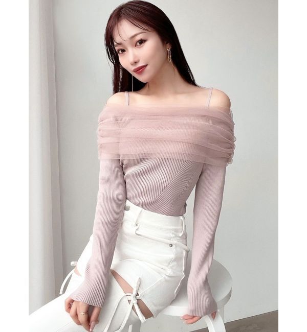 RESEXXY「バックリボンオフショルニットトップス」|ニット・セーター|