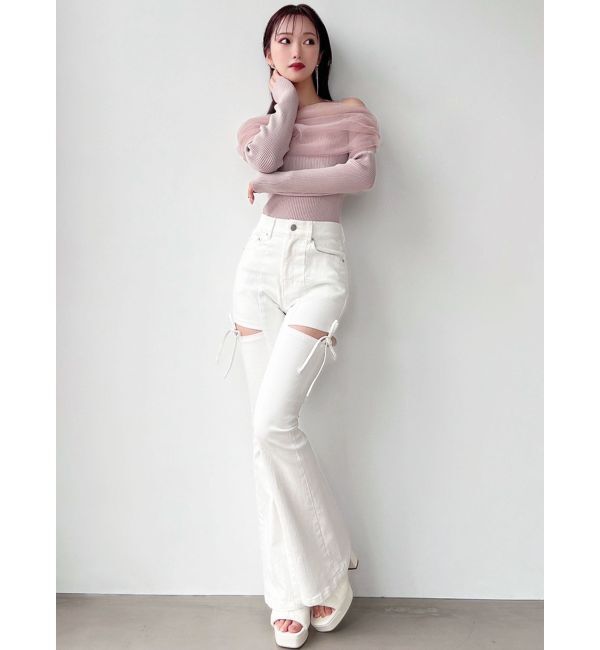 RESEXXY「バックリボンオフショルニットトップス」|ニット・セーター|