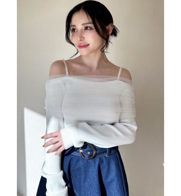 RESEXXY「バックリボンオフショルニットトップス」|ニット・セーター|