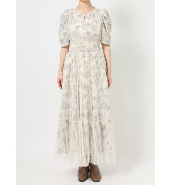 dazzlin「チュールフラワープリーツドレス」|ワンピース|