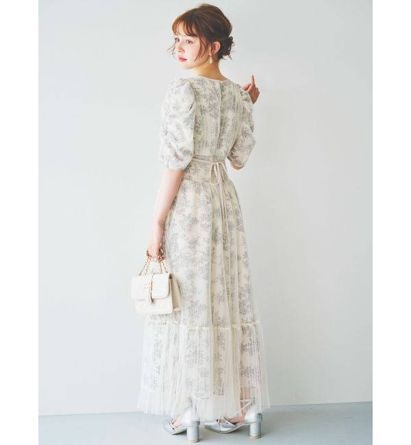 dazzlin「チュールフラワープリーツドレス」|ワンピース|