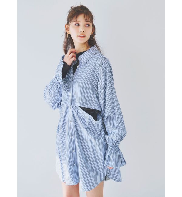 dazzlin「2WAYショートミニシャツワンピース」|ワンピース|ネイビー