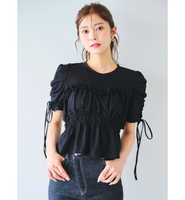dazzlin「フリルギャザーデザインTシャツ」|Tシャツ・カットソー|