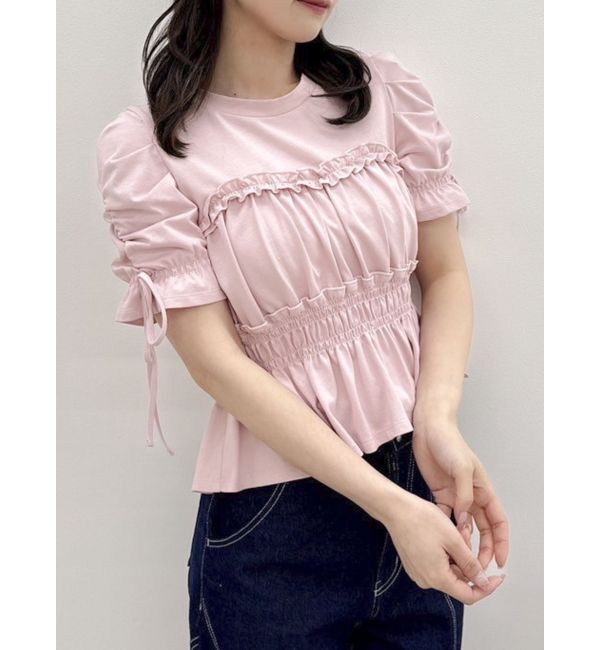 dazzlin「フリルギャザーデザインTシャツ」|Tシャツ・カットソー|
