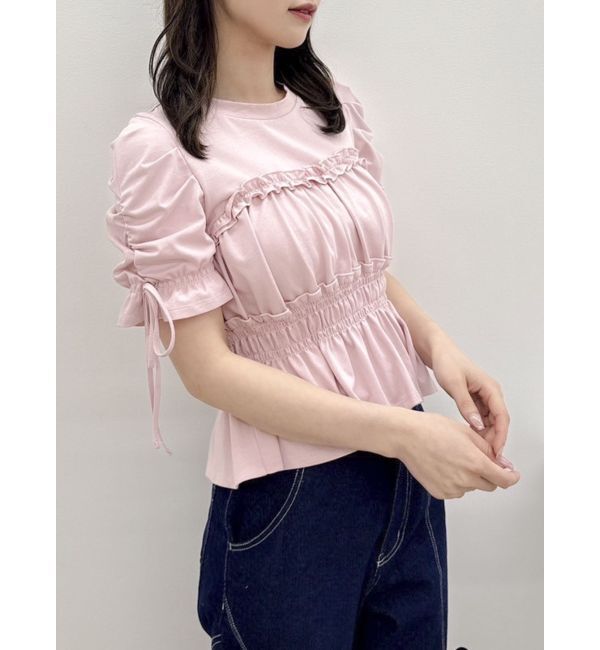 dazzlin「フリルギャザーデザインTシャツ」|Tシャツ・カットソー|