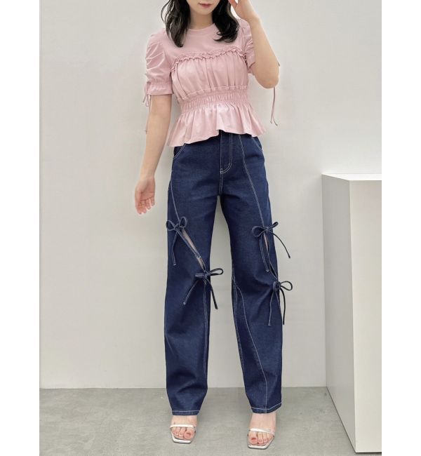 dazzlin「フリルギャザーデザインTシャツ」|Tシャツ・カットソー|