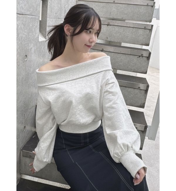 dazzlin「デコルテオープンスウェットトップス」|スウェット・ジャージ|