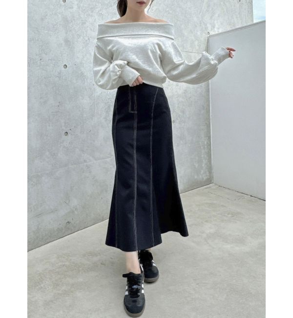 dazzlin「デコルテオープンスウェットトップス」|スウェット・ジャージ|