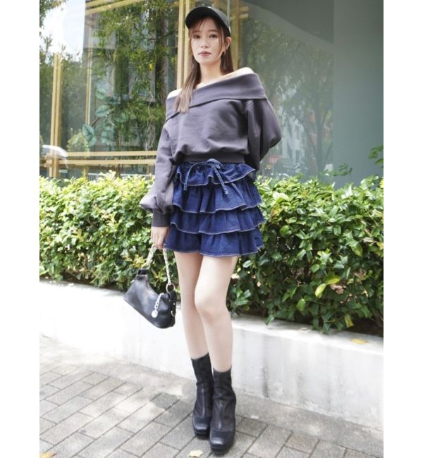 dazzlin「デコルテオープンスウェットトップス」|スウェット・ジャージ|