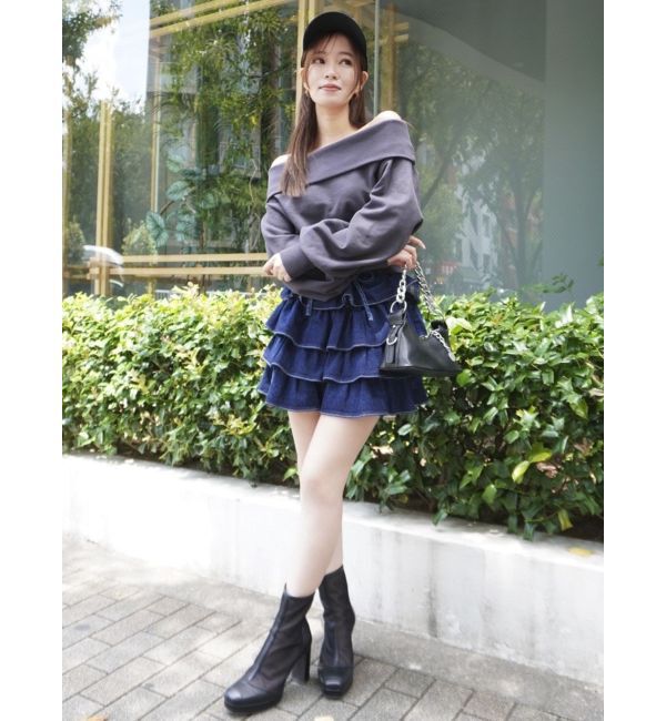 dazzlin「デコルテオープンスウェットトップス」|スウェット・ジャージ|