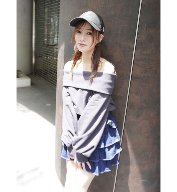 dazzlin「デコルテオープンスウェットトップス」|スウェット・ジャージ|