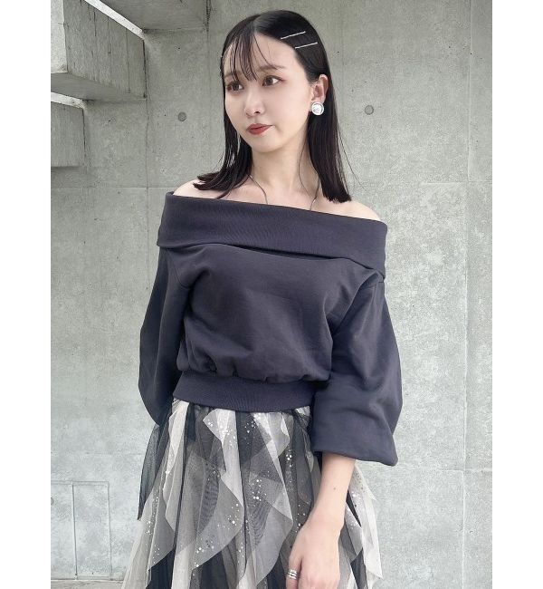 dazzlin「デコルテオープンスウェットトップス」|スウェット・ジャージ|