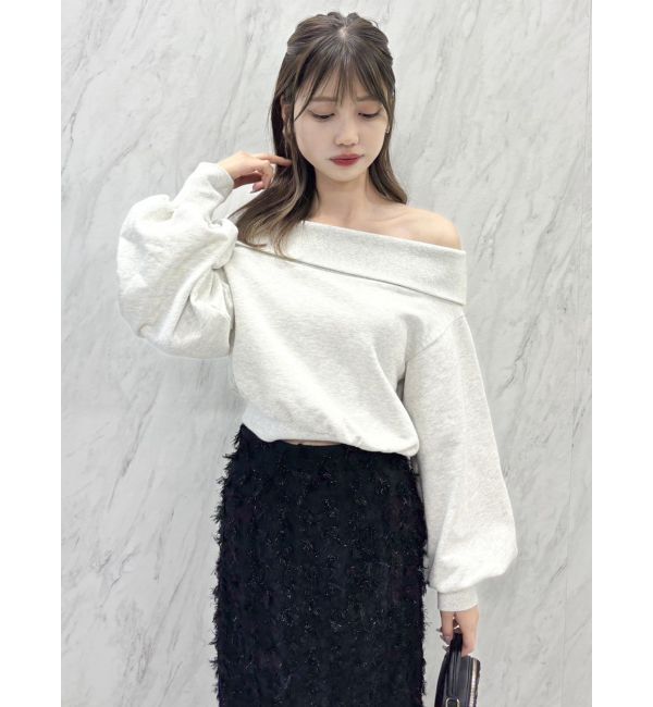 dazzlin「デコルテオープンスウェットトップス」|スウェット・ジャージ|