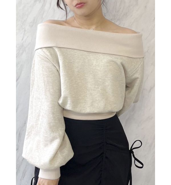 dazzlin「デコルテオープンスウェットトップス」|スウェット・ジャージ|ベージュ