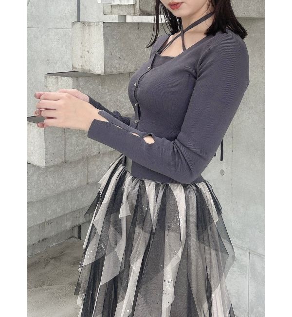 dazzlin「カーデタイトレイヤードリボントップス」|ニット・セーター|