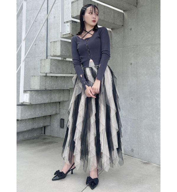 dazzlin「カーデタイトレイヤードリボントップス」|ニット・セーター|