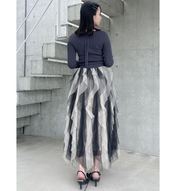 dazzlin「カーデタイトレイヤードリボントップス」|ニット・セーター|