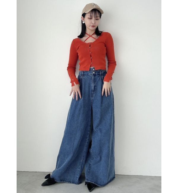 dazzlin「カーデタイトレイヤードリボントップス」|ニット・セーター|