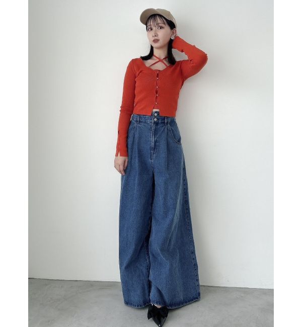 dazzlin「カーデタイトレイヤードリボントップス」|ニット・セーター|