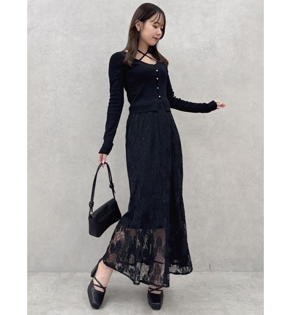 dazzlin「カーデタイトレイヤードリボントップス」|ニット・セーター|