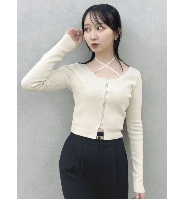 dazzlin「カーデタイトレイヤードリボントップス」|ニット・セーター|