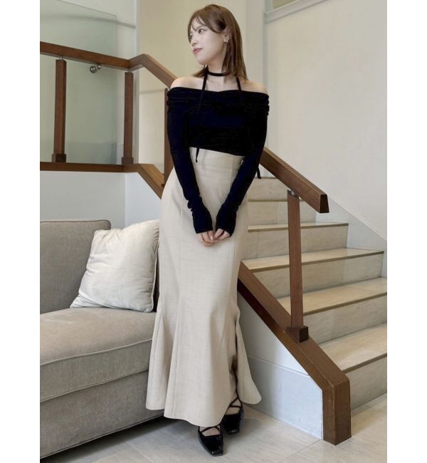 dazzlin「チョーカー付きオフショルドレープ長袖トップス」|Tシャツ・カットソー|