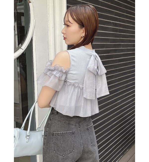 dazzlin「【再生産】2WAYスリーブコンパクトフリルトップス」|Tシャツ・カットソー|