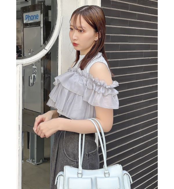 dazzlin「【再生産】2WAYスリーブコンパクトフリルトップス」|Tシャツ・カットソー|