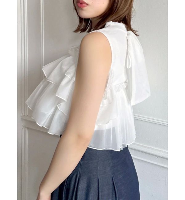 dazzlin「【再生産】2WAYスリーブコンパクトフリルトップス」|Tシャツ・カットソー|