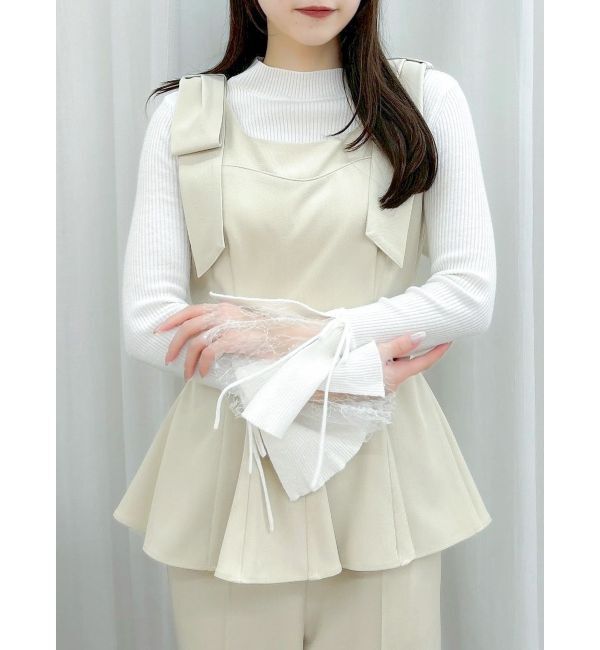 dazzlin「ショルダーリボンペプラムオールイン」|オールインワン|