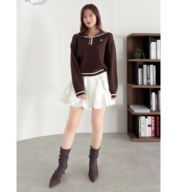 dazzlin「【FILA別注】セーラーカラーラインニットプルオーバー」|ニット・セーター|