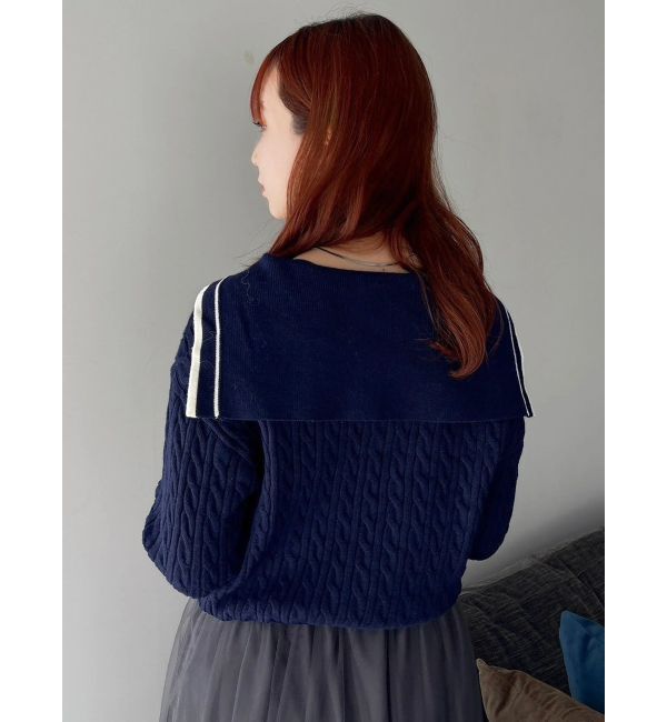 dazzlin「【FILA別注】セーラーカラーラインニットプルオーバー」|ニット・セーター|